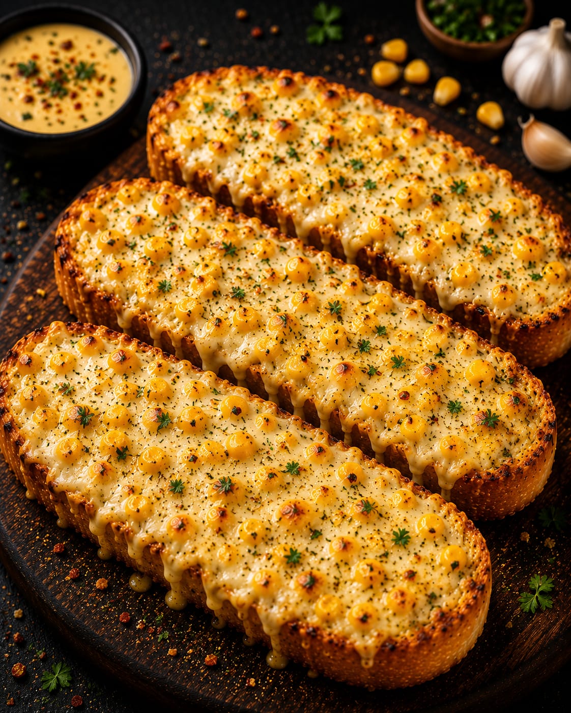 Corn cheese garlic bread